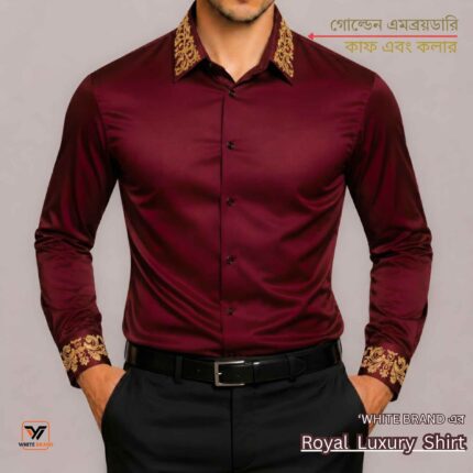 Royal Luxury Embroidery Shirt - Maroon